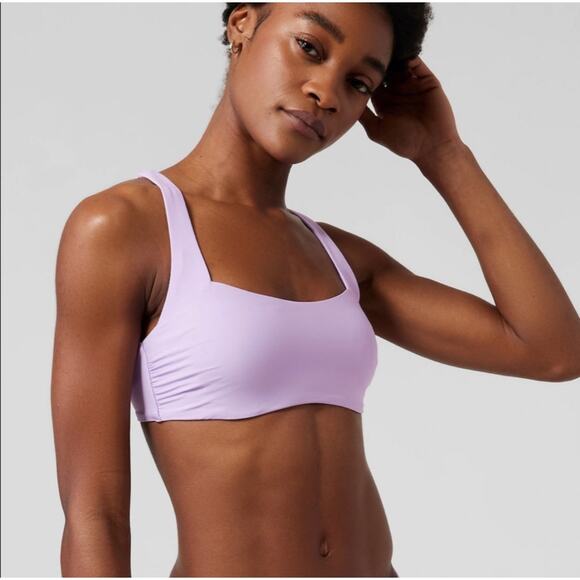 Athleta Square Neck Bra Cup Bikini Top in Elfin Purple Size 34D/DD - Picture 1 of 7